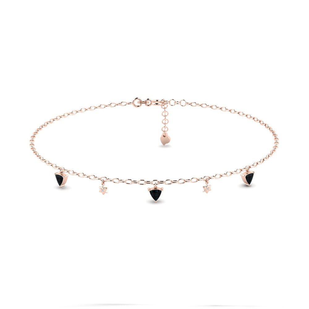 9ct Rose Gold Black Opal Women's Anklet Hathor