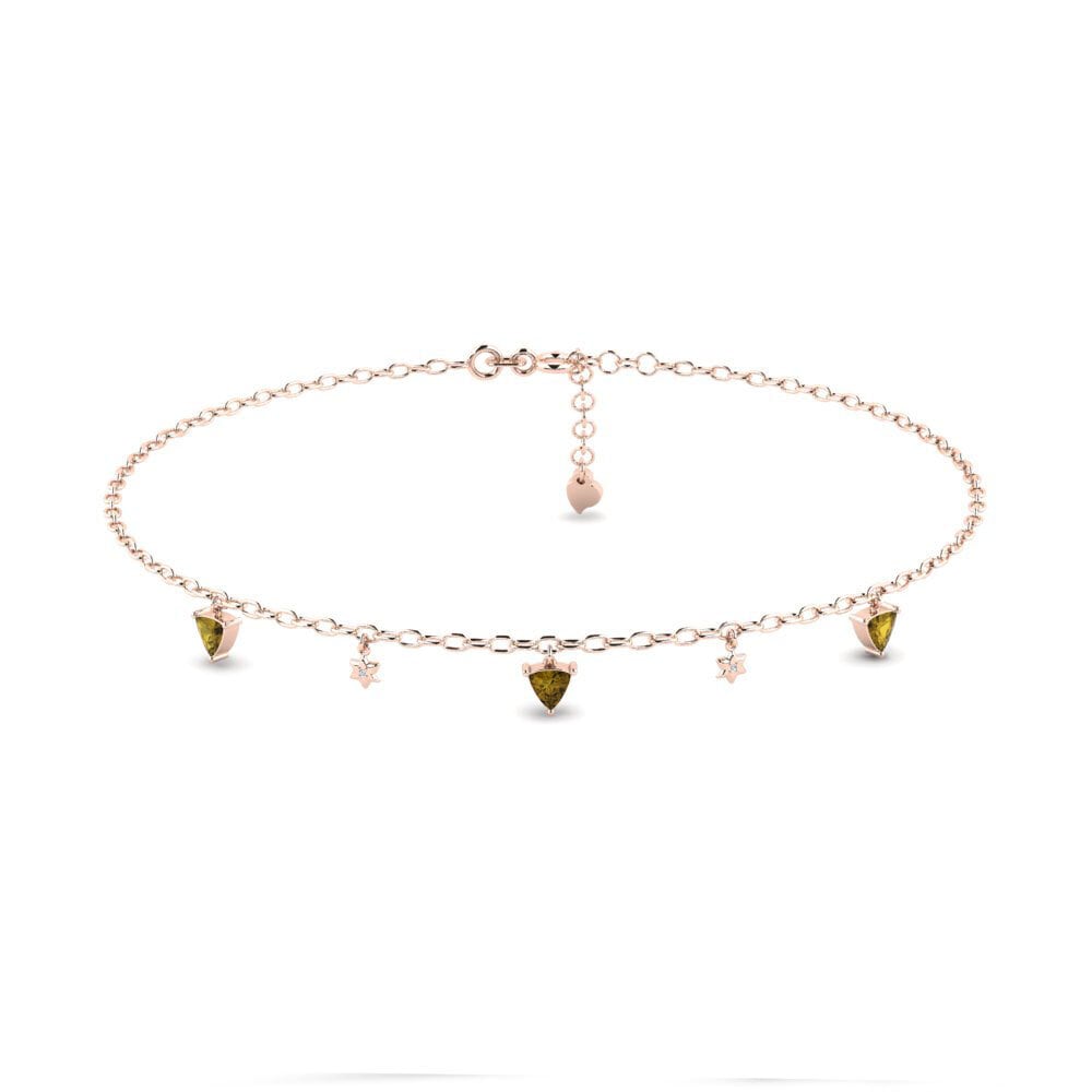 9ct Rose Gold Brown Zircon Women's Anklet Hathor