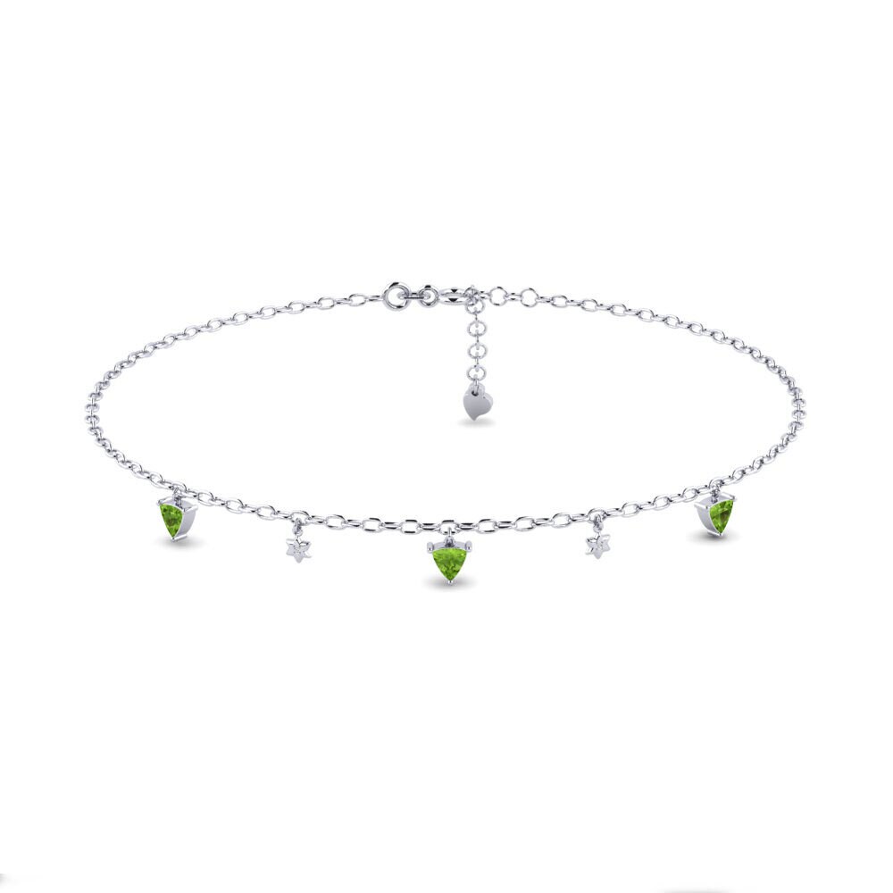 18ct White Gold Peridot Women's Anklet Hathor