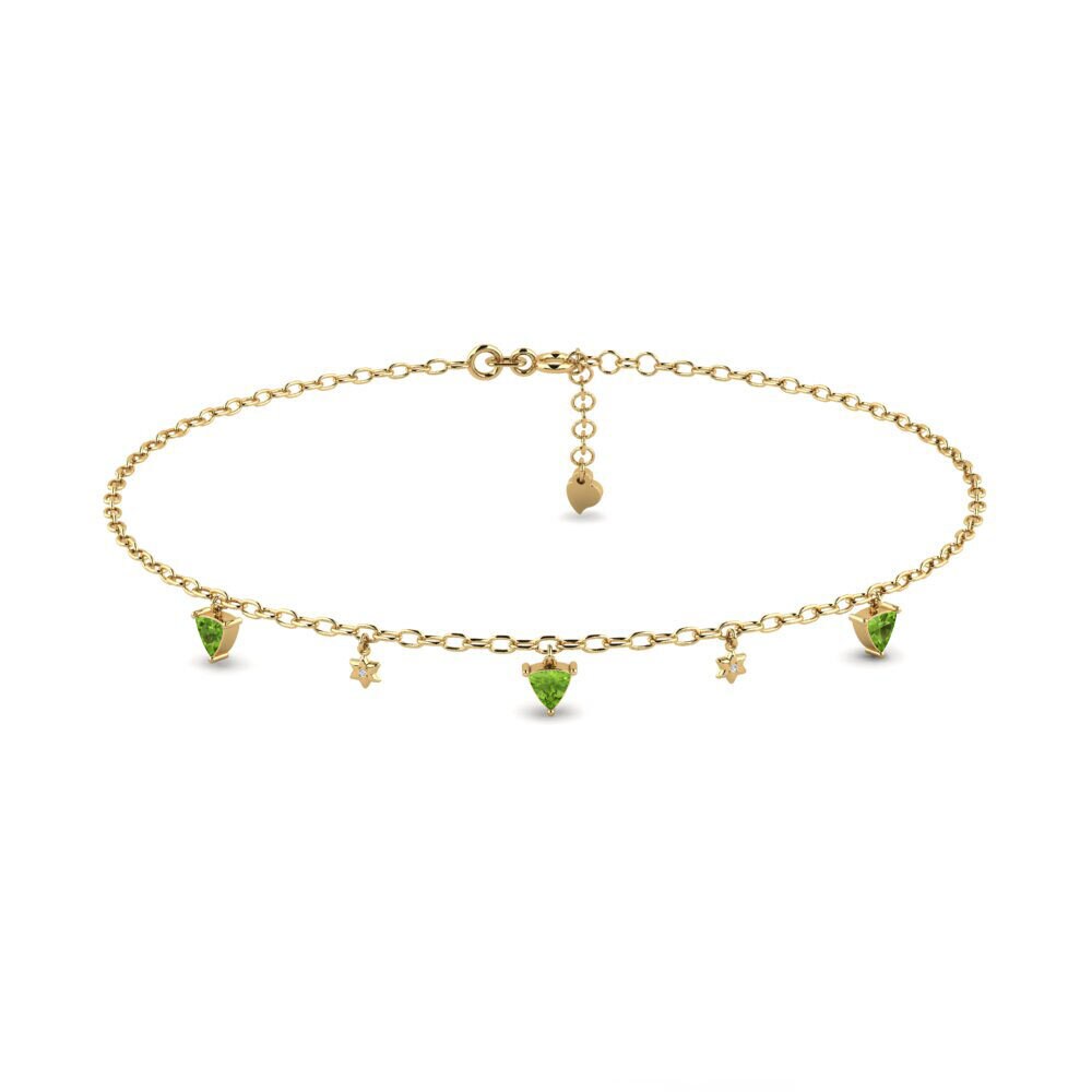 14ct Yellow Gold Peridot Women's Anklet Hathor