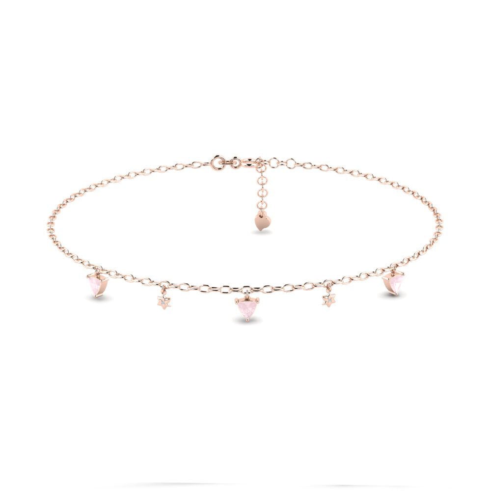 9ct Rose Gold Rose Quartz Women's Anklet Hathor