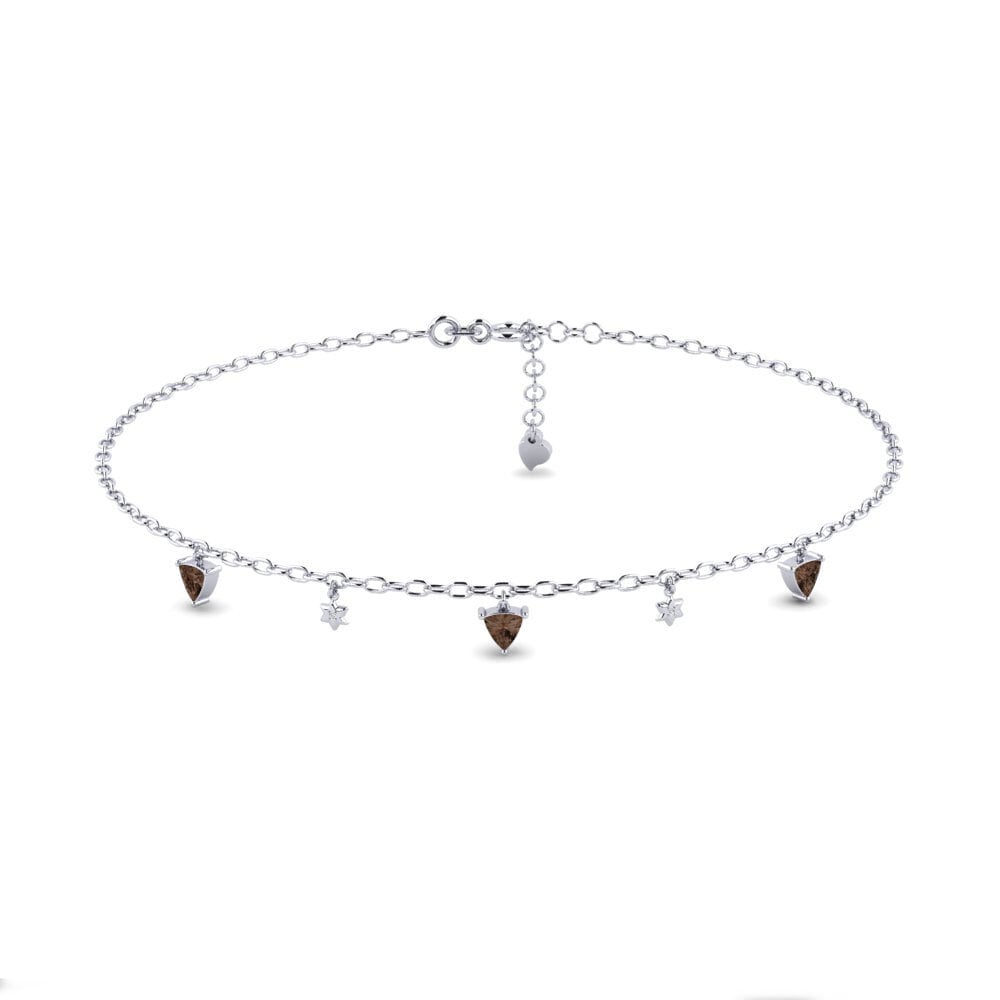 18ct White Gold Smoky Quartz Women's Anklet Hathor