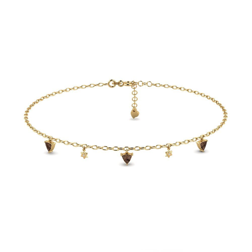 14ct Yellow Gold Smoky Quartz Women's Anklet Hathor