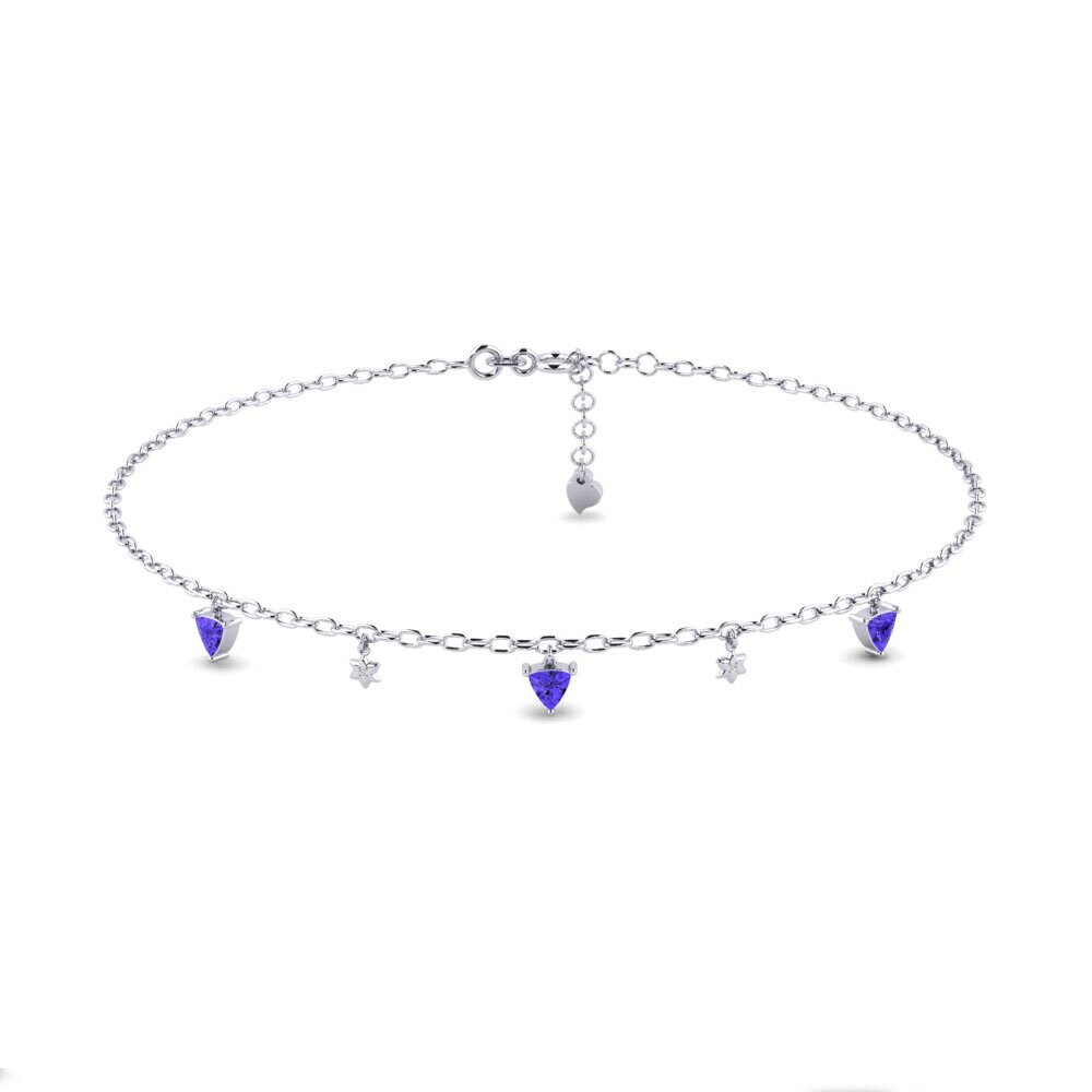 18ct White Gold Tanzanite Women's Anklet Hathor