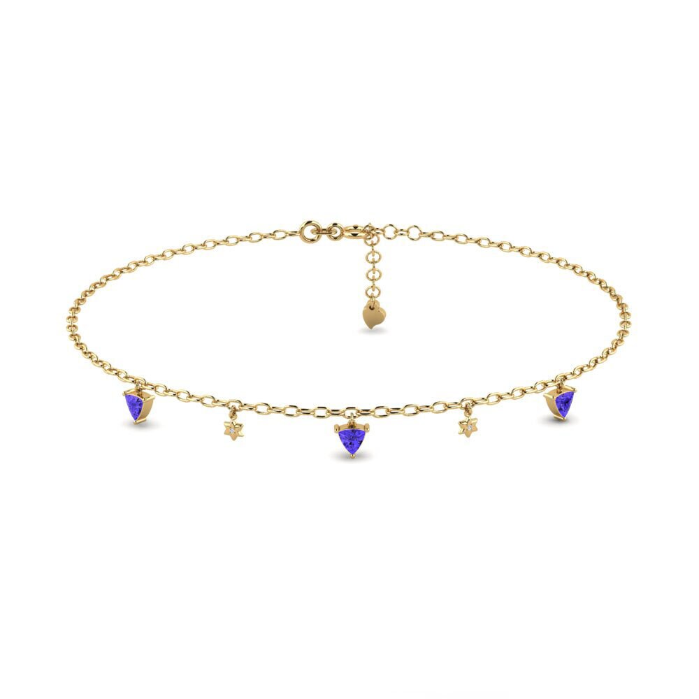 14ct Yellow Gold Tanzanite Women's Anklet Hathor