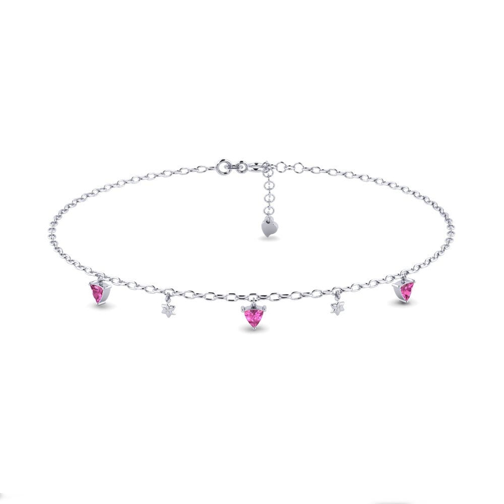 18ct White Gold Pink Topaz Women's Anklet Hathor