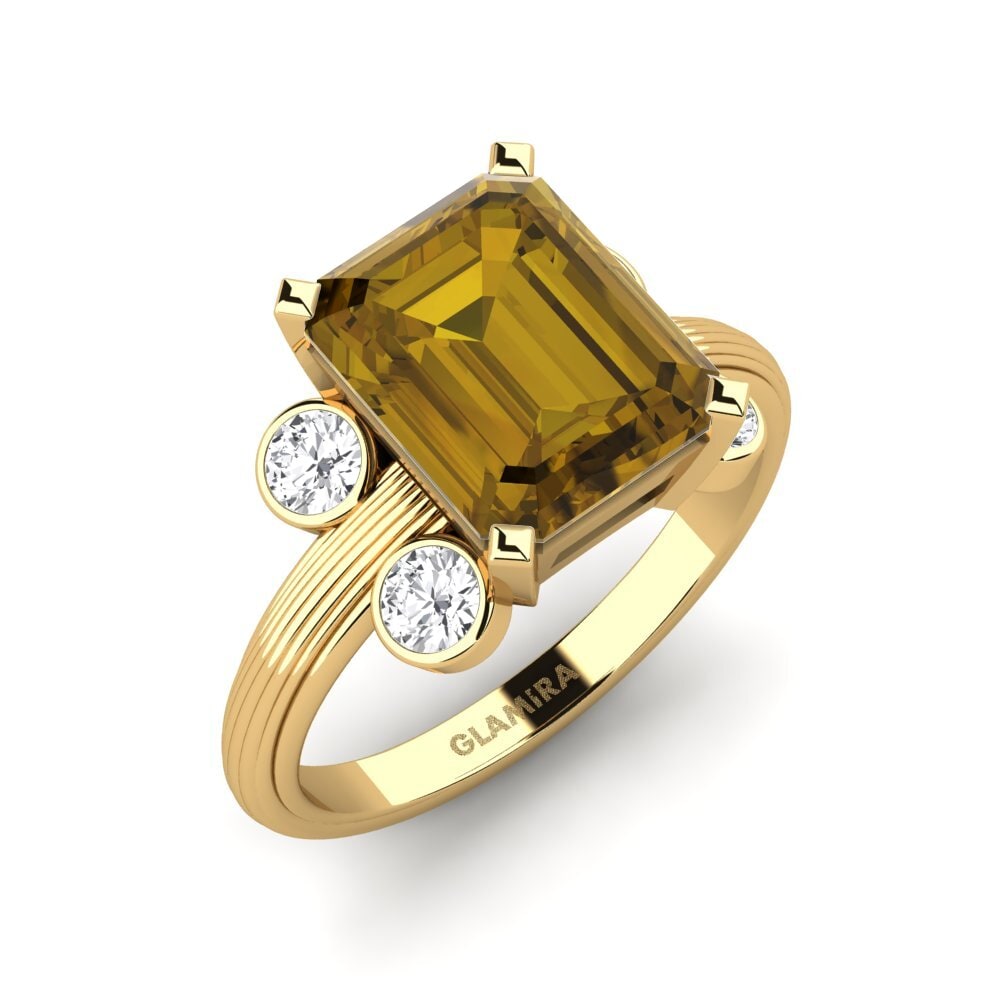 14k Oro Amarillo Anillo de compromiso Hauer