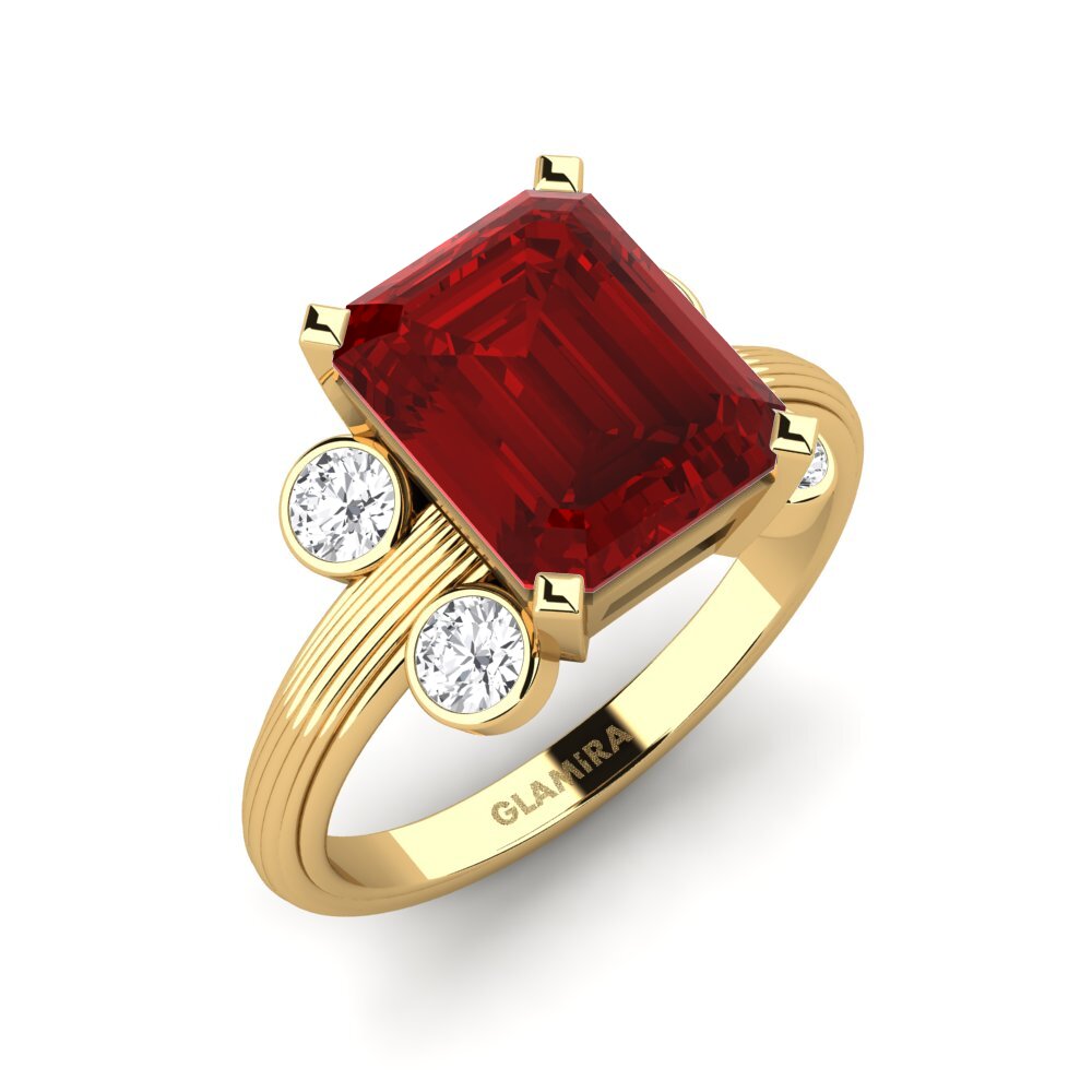 14k Oro Amarillo Anillo de compromiso Hauer
