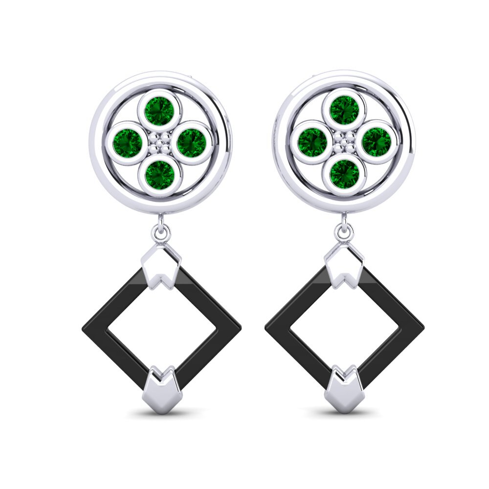 950 Platinum Green Zirconia Women's Earring Haukr