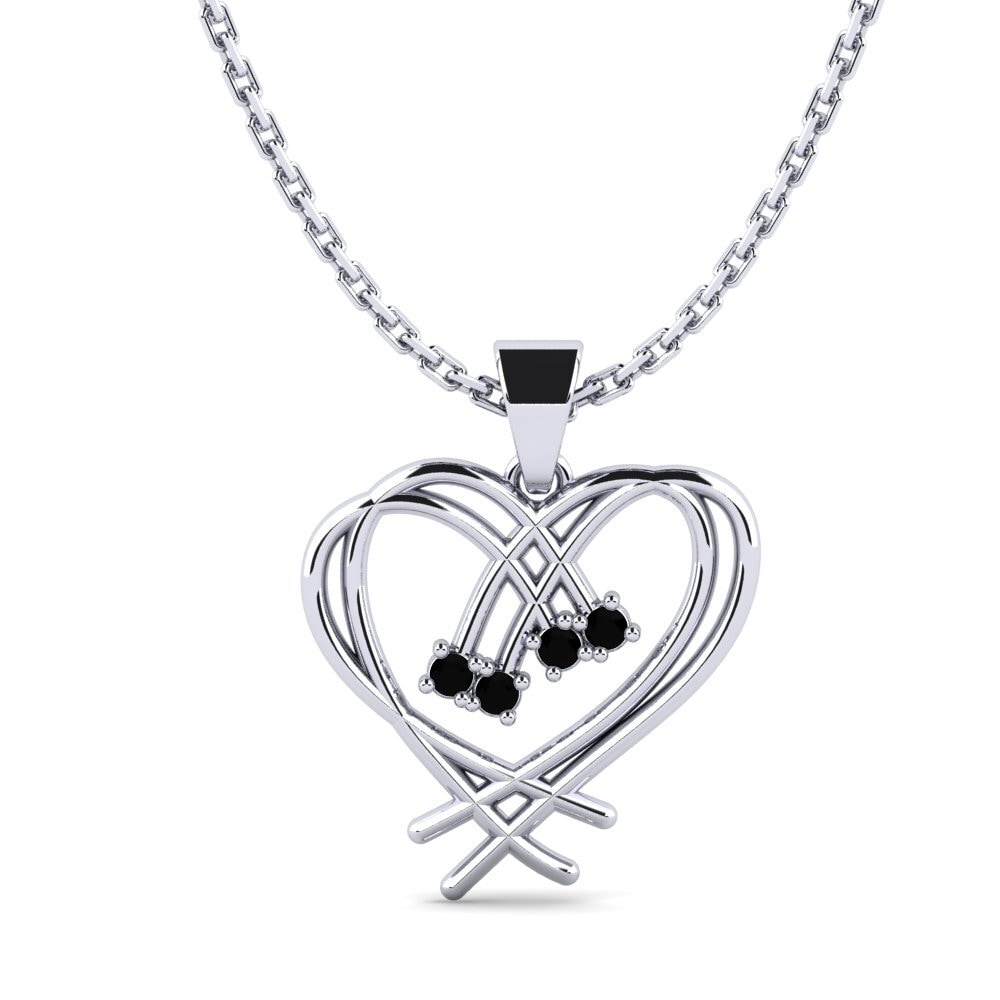 14ct White Gold Black Diamond Women's Pendant Hazily