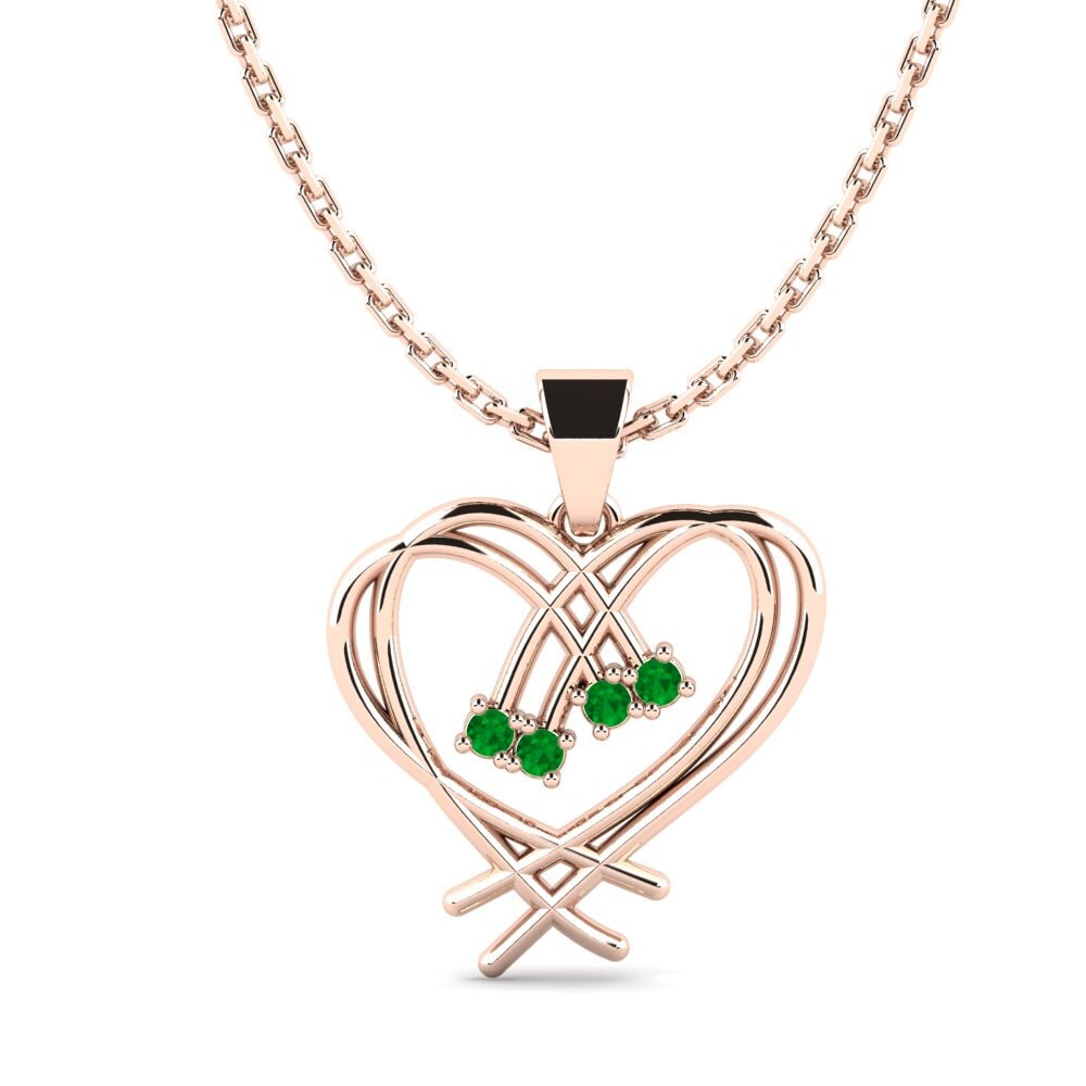 14ct Rose Gold Emerald Women's Pendant Hazily