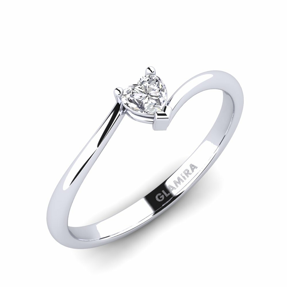 Design Solitaire Engagement Rings GLAMIRA Hearteye 3.5 mm 585 White Gold Diamond