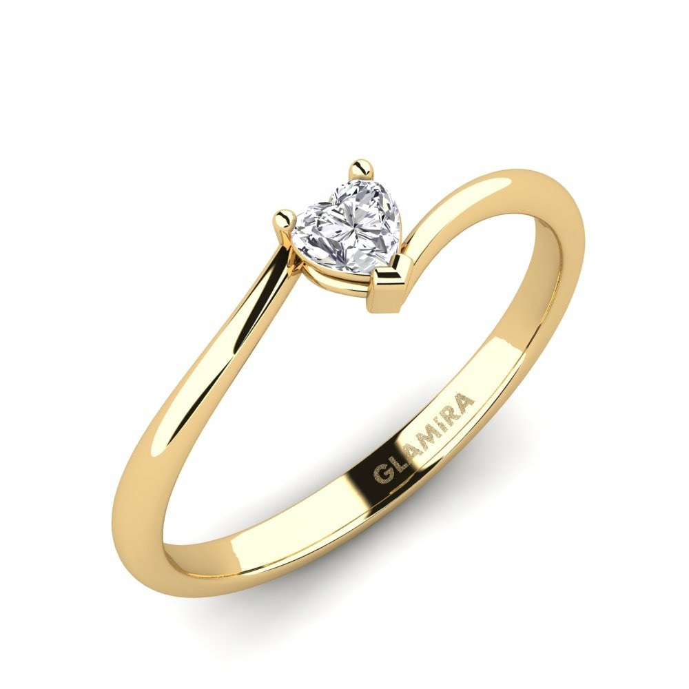 Diseño Solitario Anillos de compromiso Hearteye 3.5 Mm Oro Amarillo 585 Diamante
