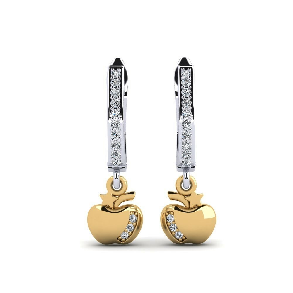18k Oro Blanco & Amarillo Pendiente de mujer Hearties