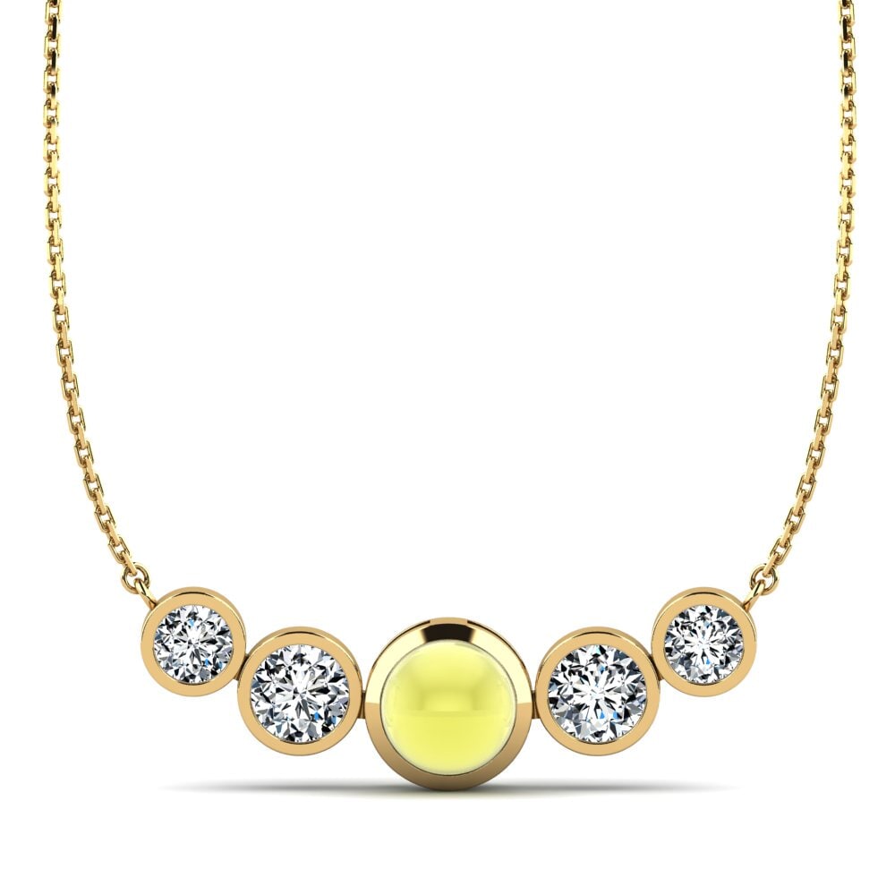 14k Oro Amarillo Topacio Limón Cabujón Collar de Mujer Hecate