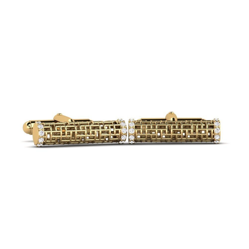 14ct Yellow Gold White sapphire Cufflink Hect
