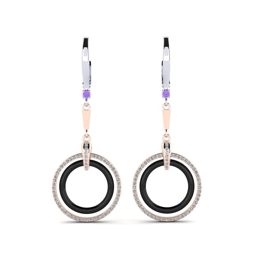 9ct Rose & White Gold Amethyst Women's Earring Hefley