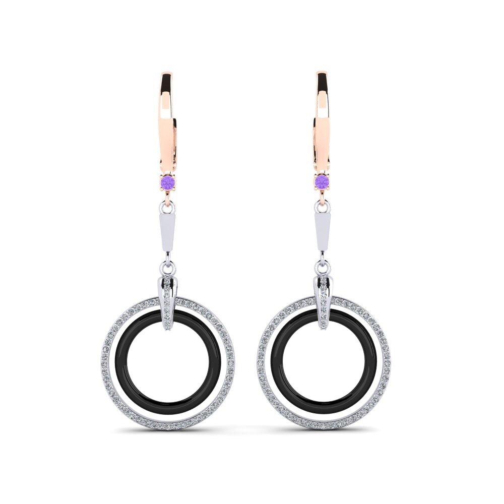 18ct White & Rose Gold Amethyst Women's Earring Hefley