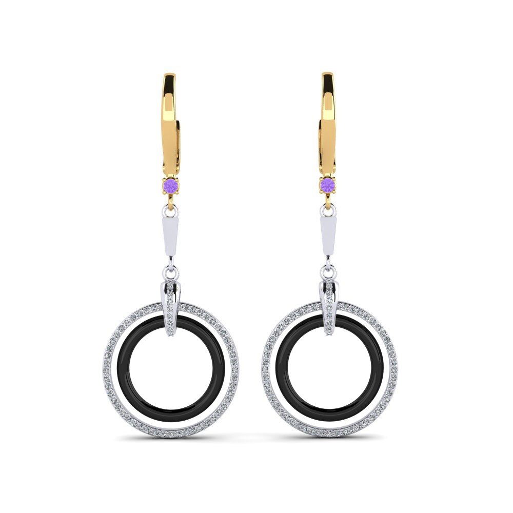 14ct White & Yellow Gold Amethyst Women's Earring Hefley