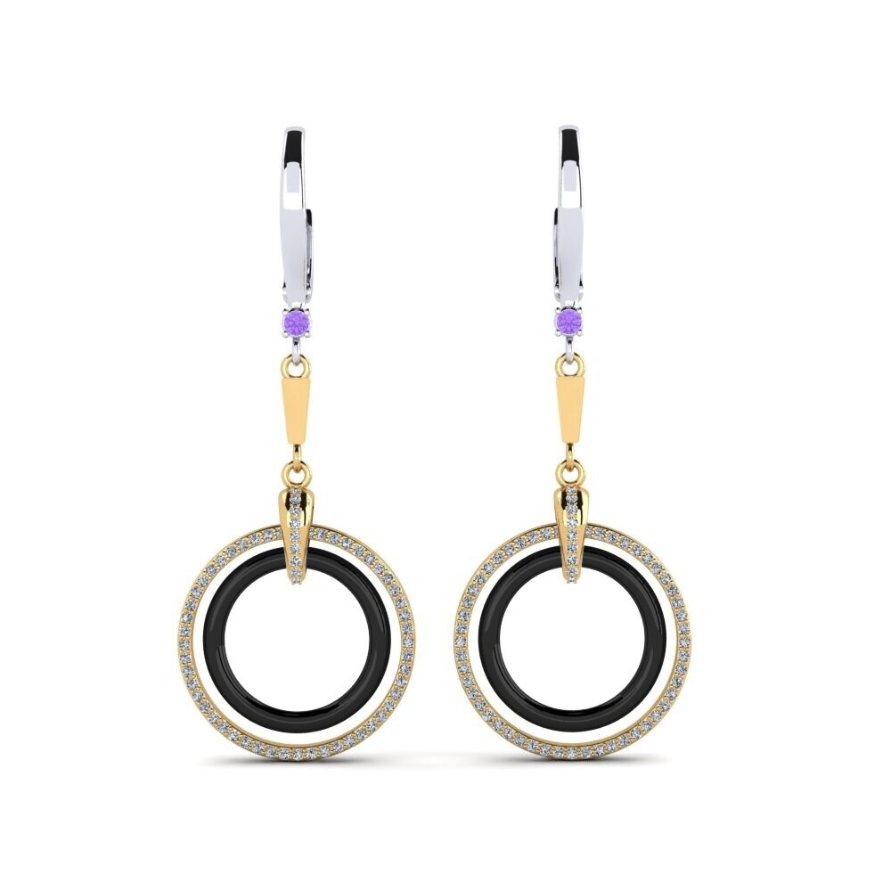 9ct Yellow & White Gold Amethyst Women's Earring Hefley