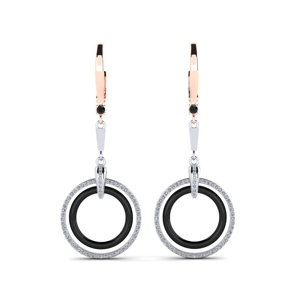 14ct White & Rose Gold Black Onyx Women's Earring Hefley