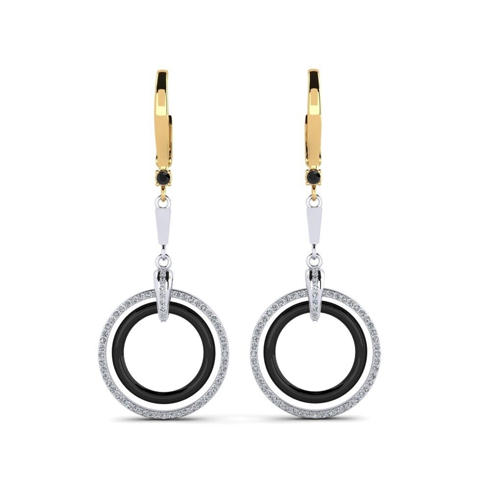 9ct White & Yellow Gold Black Onyx Women's Earring Hefley
