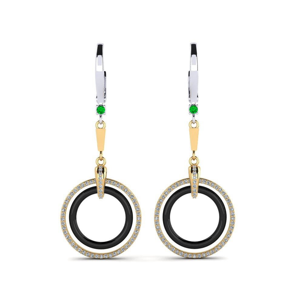 14ct Yellow & White Gold Emerald Women's Earring Hefley