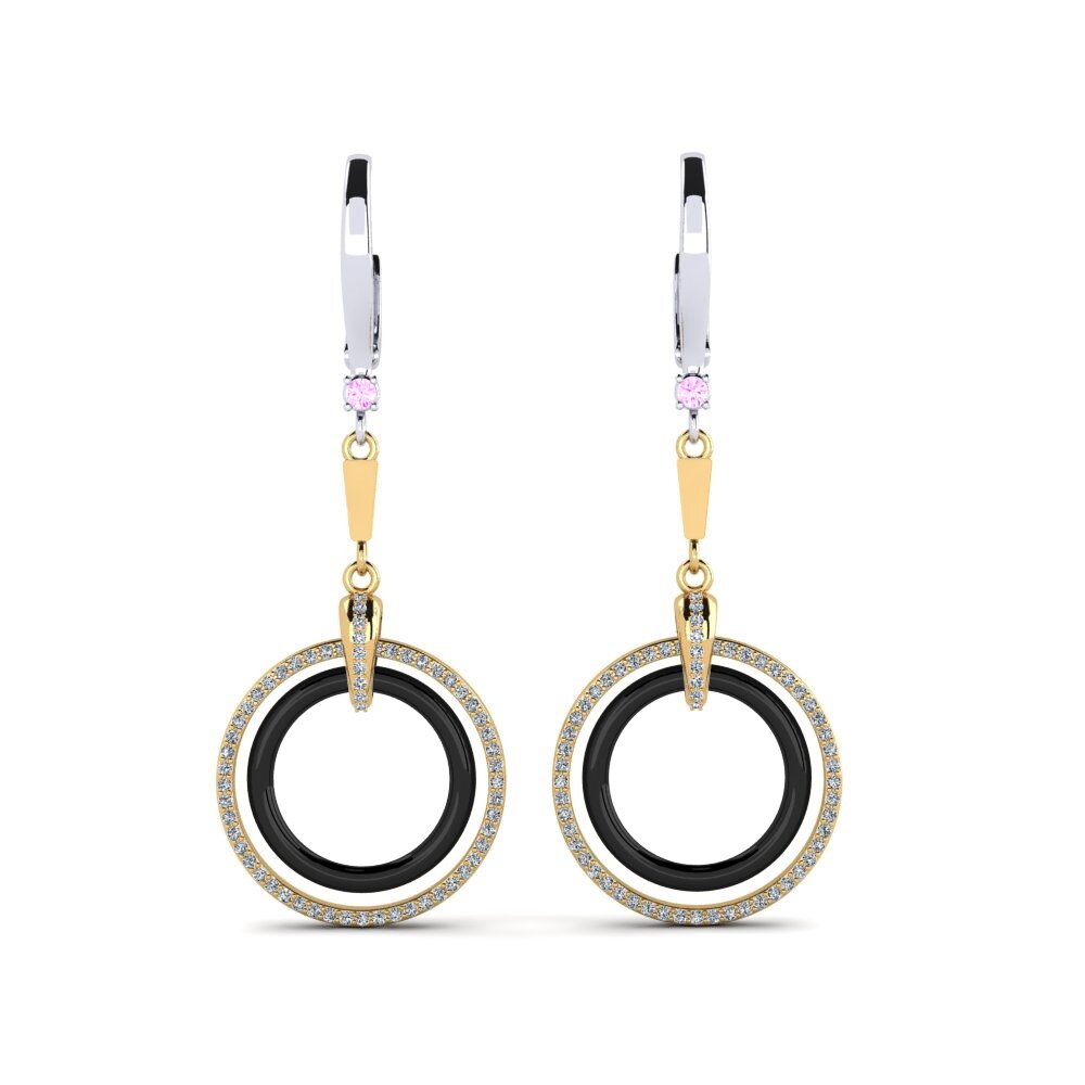 14ct Yellow & White Gold Pink Sapphire Women's Earring Hefley
