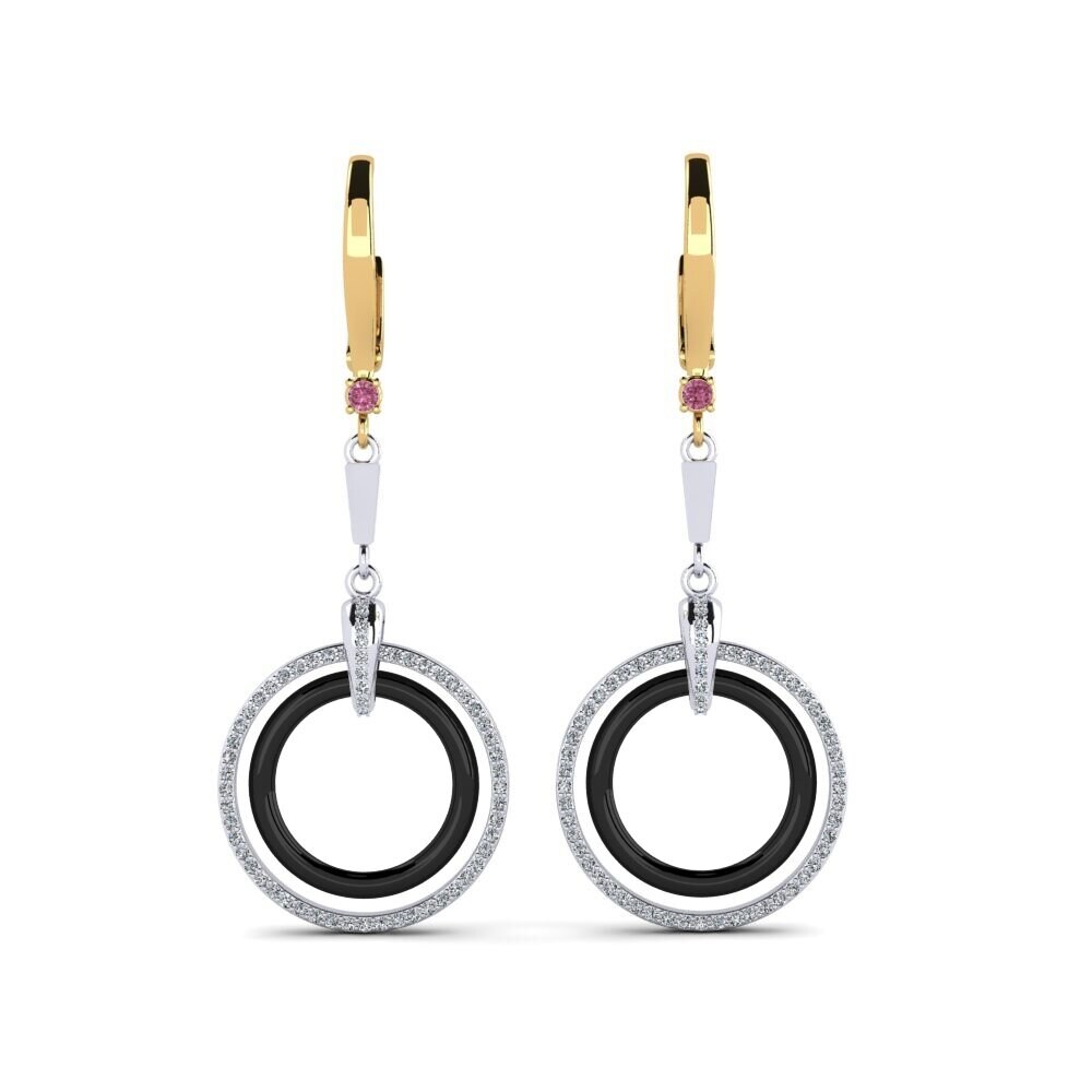 14ct White & Yellow Gold Rhodolite Garnet Women's Earring Hefley