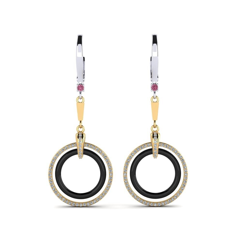 18ct Yellow & White Gold Rhodolite Garnet Women's Earring Hefley