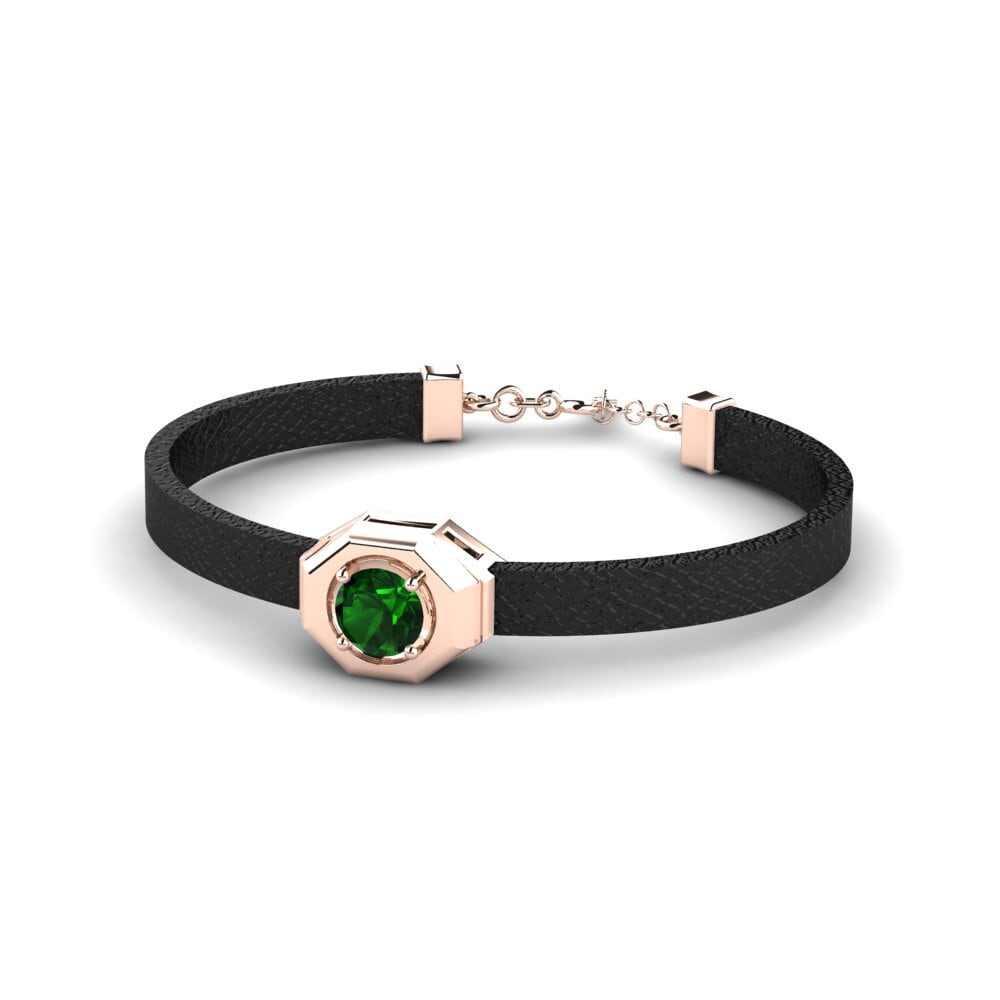 18ct Rose Gold Green Tourmaline Men's Bracelet Heishman