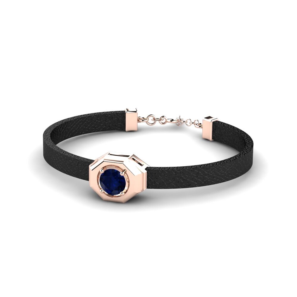 Leather Sapphire (Lab Created) 18ct Rose Gold Bracelets