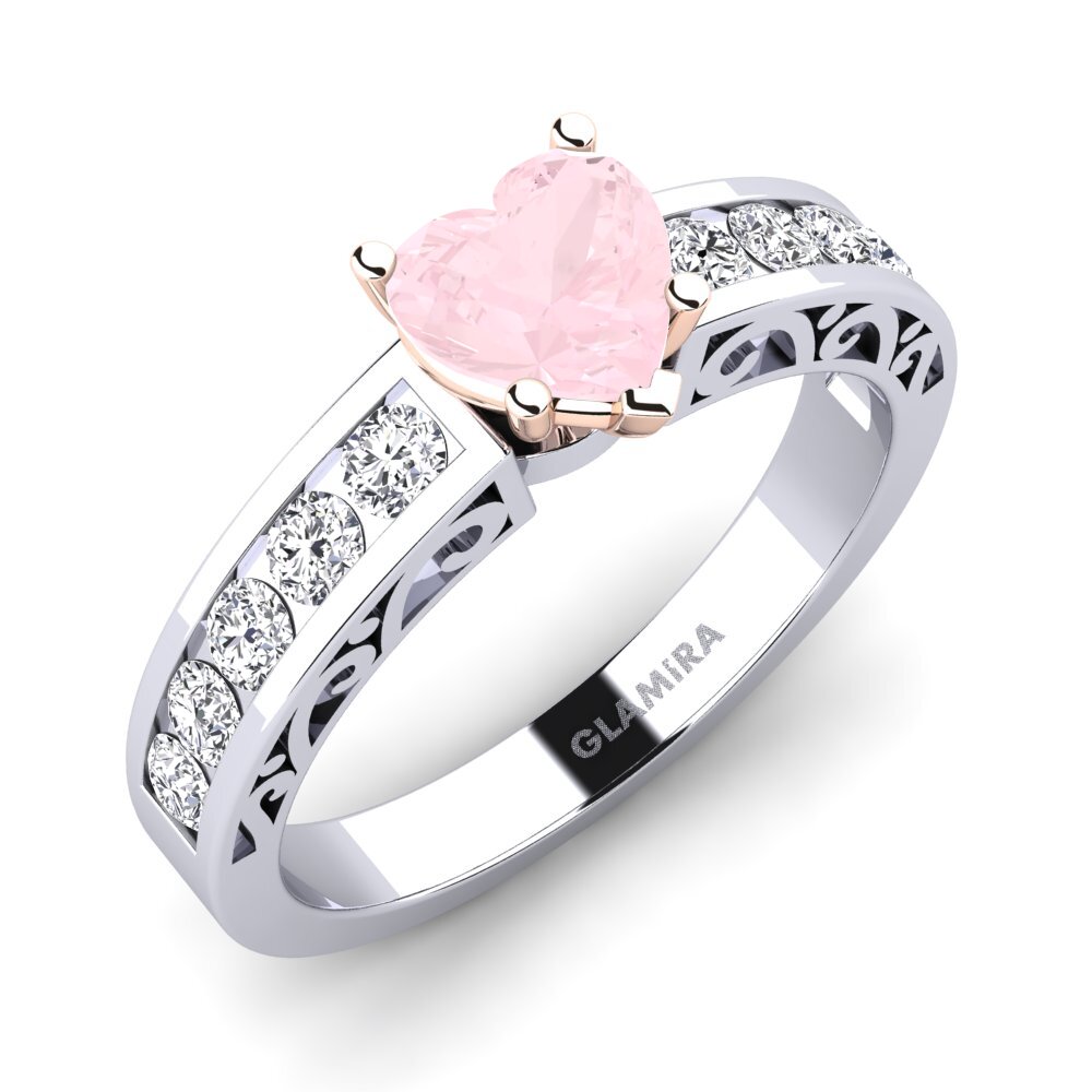 18ct White & Rose Gold Rose Quartz Engagement Ring Helena