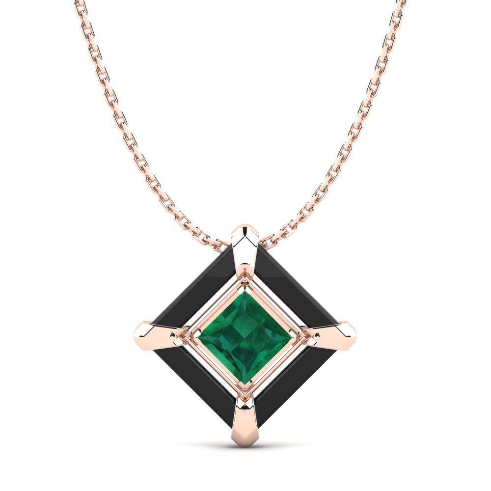 9ct Rose Gold Emerald Women's Pendant Helget
