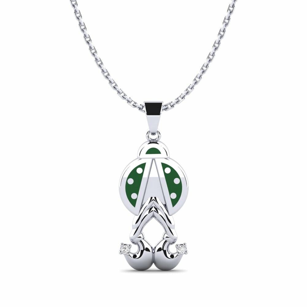 Vàng Trắng 14K Tròn Đá Moissanite Mặt dây chuyền nữ Hellas