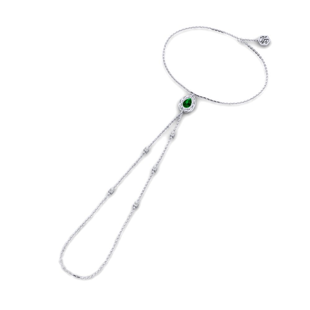 Palladium 950 Zircone Vert Bracelet de main Helsara