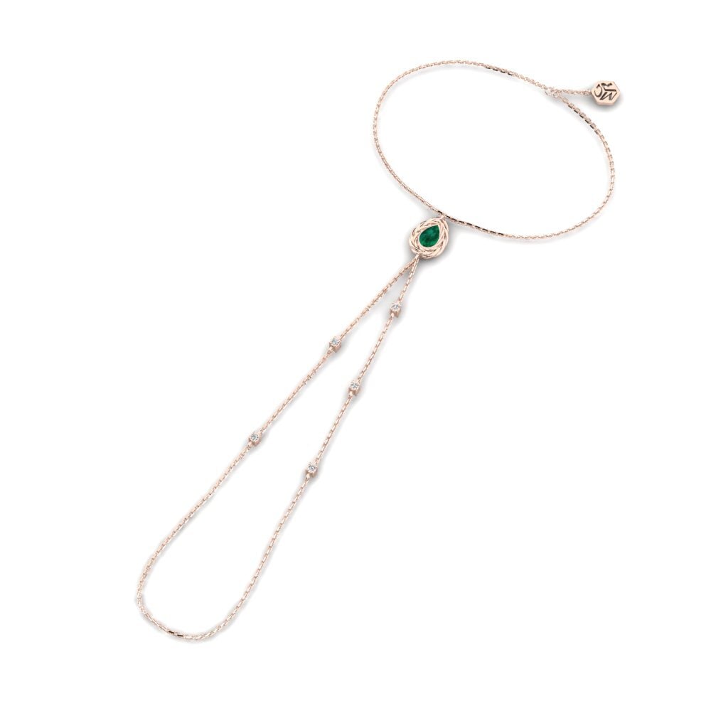 Or rose 14k Émeraude Bracelet de main Helsara