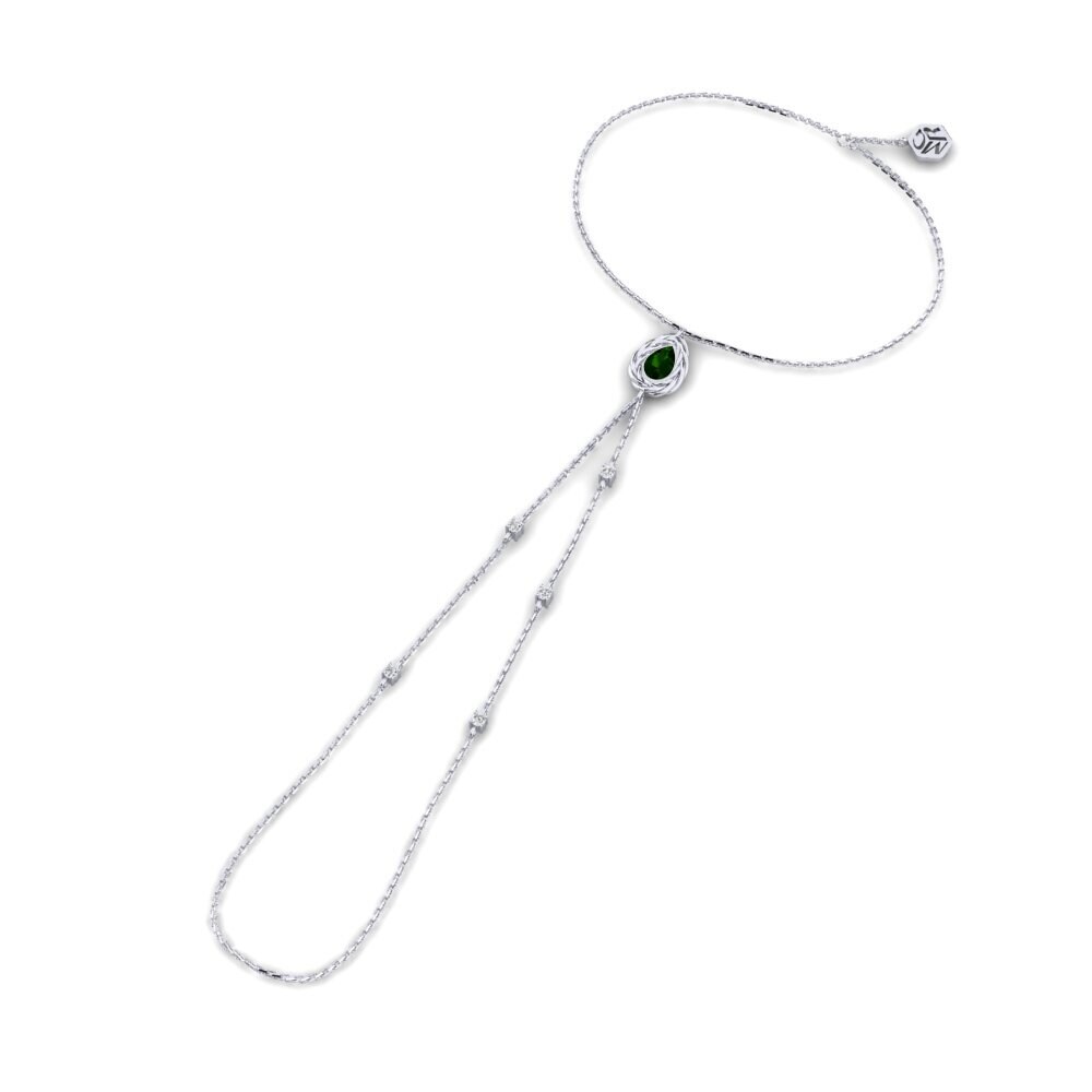 Palladium 950 Tourmaline Verte Bracelet de main Helsara