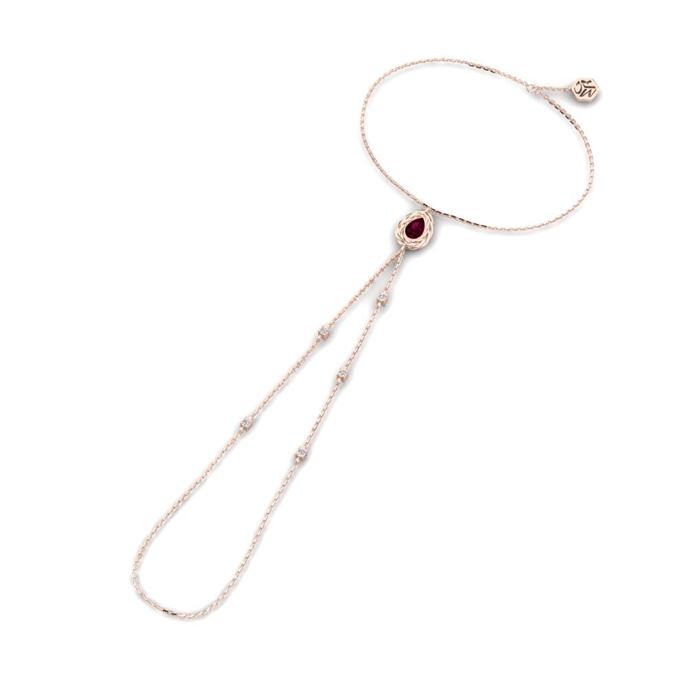 Or rose 14k Grenat de Rhodolite Bracelet de main Helsara