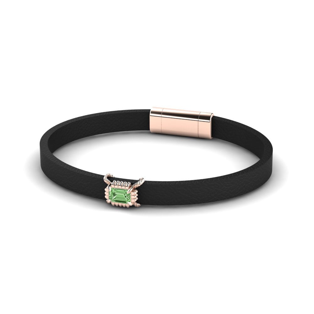 18ct Rose Gold Green Diamond Men's Bracelet Hendrix