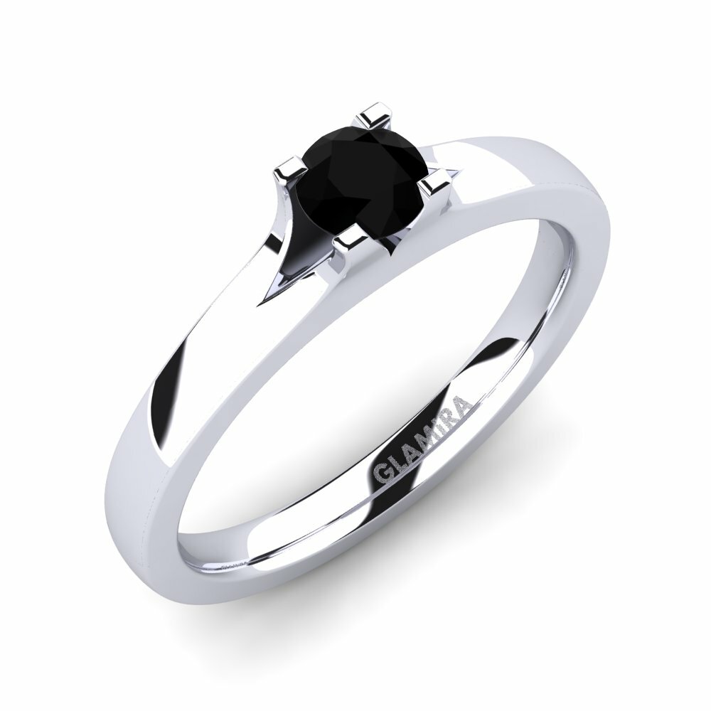 0.25 Carat Black Onyx 950 Platinum Engagement Ring Henrietta