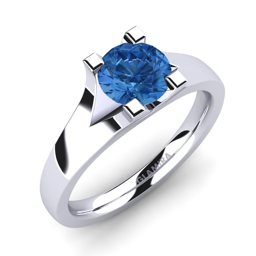 Dark Blue Zirconia Engagement Ring Henrietta 1.0crt