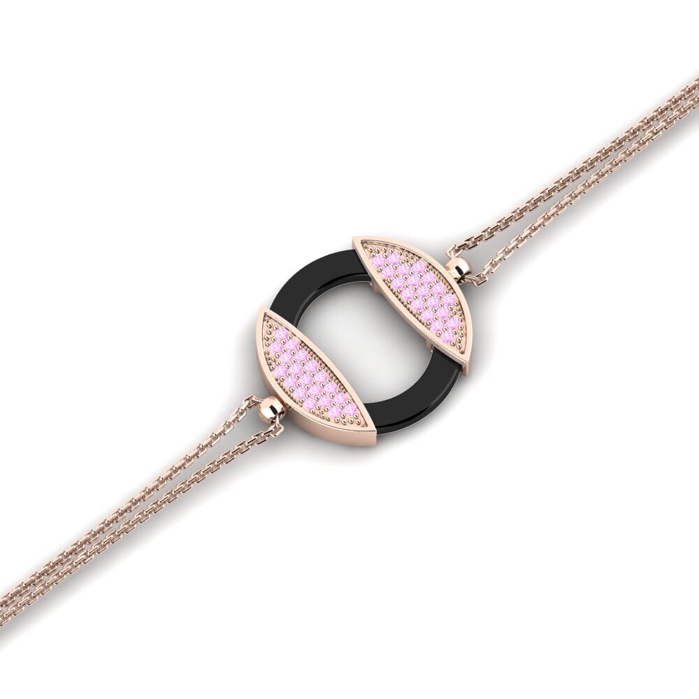 18k Oro Rosa Zafiro Rosado Pulsera de Mujer Hepner