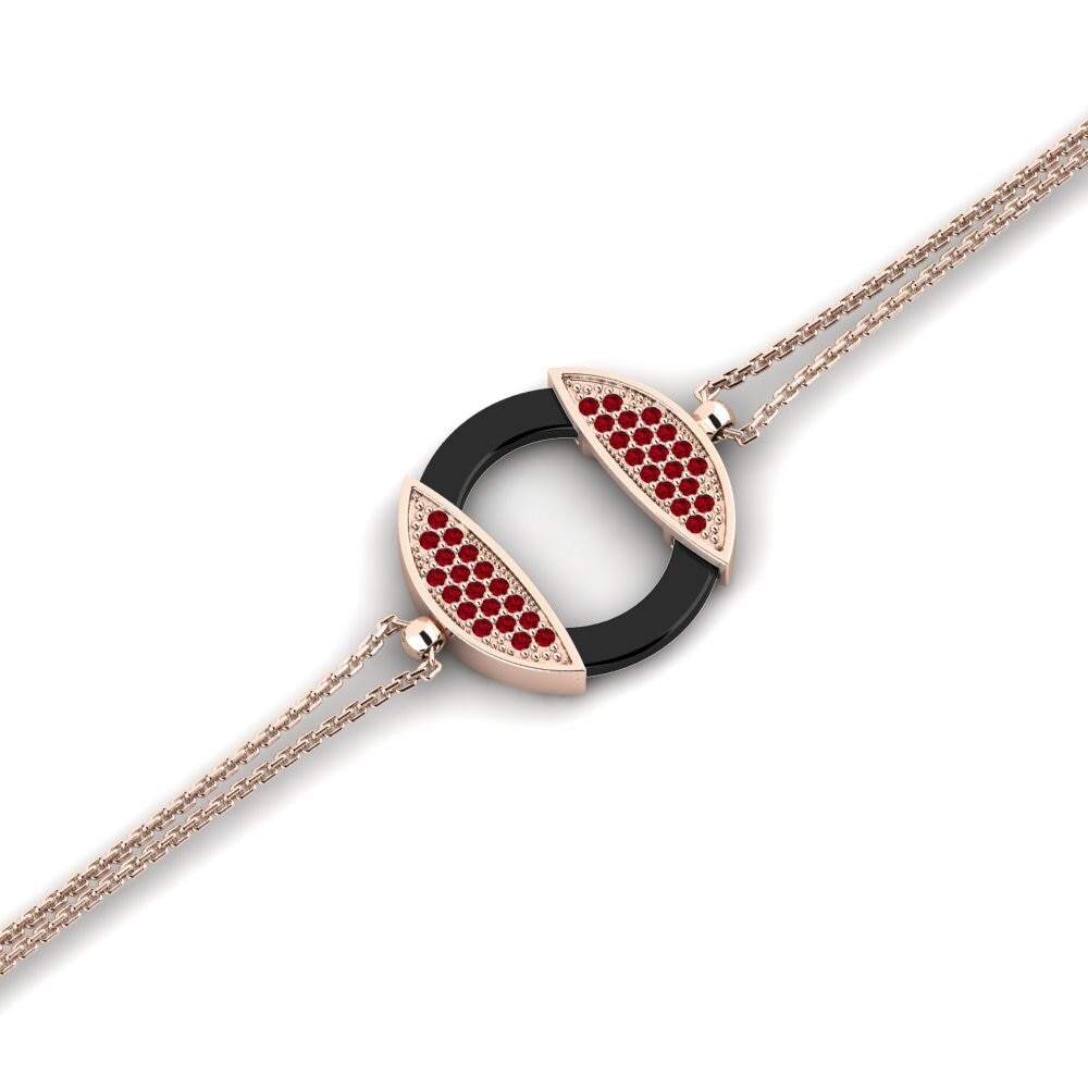 14k Oro Rosa Circonita Roja Pulsera de Mujer Hepner