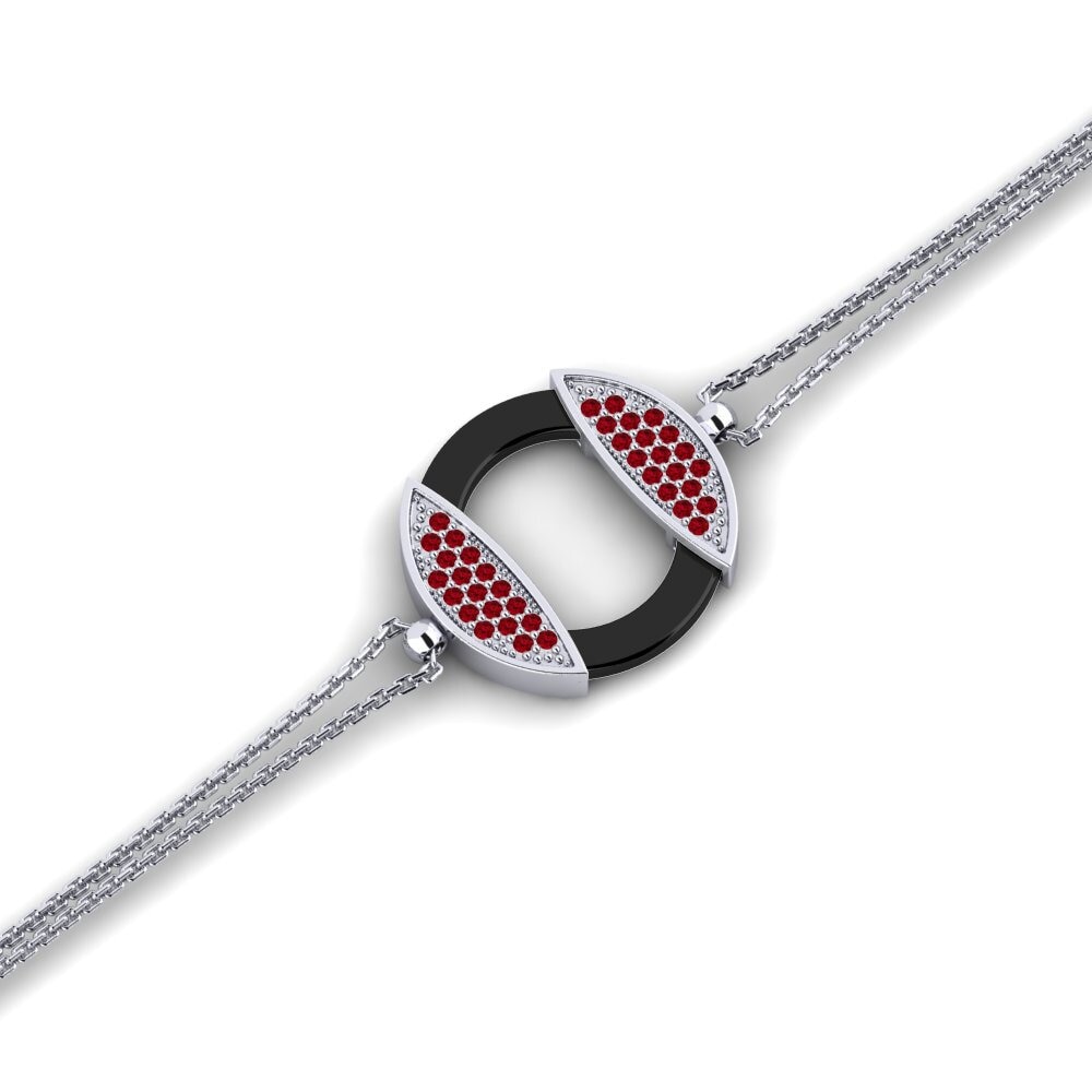 950 Palladium Red Zirconia Women's Bracelet Hepner