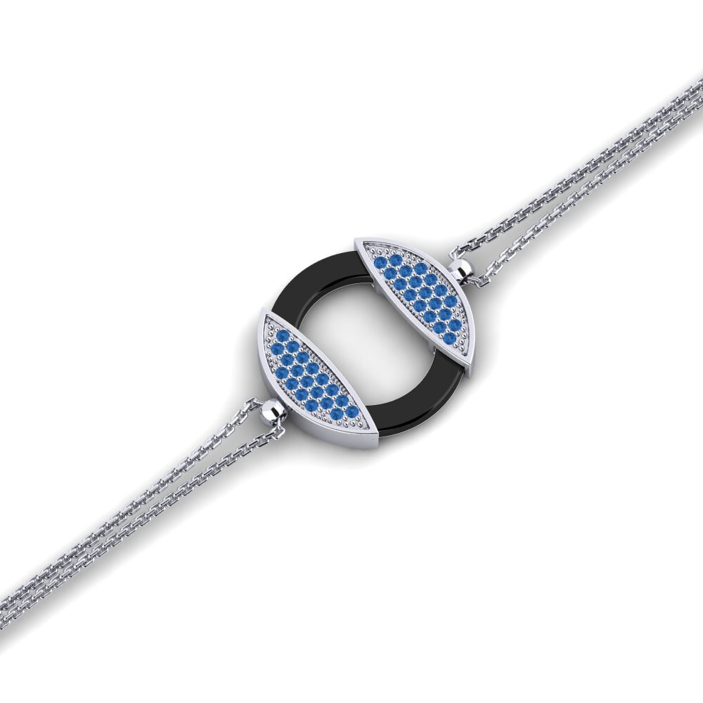 950 Palladium Dark Blue Zirconia Bracelet Hepner