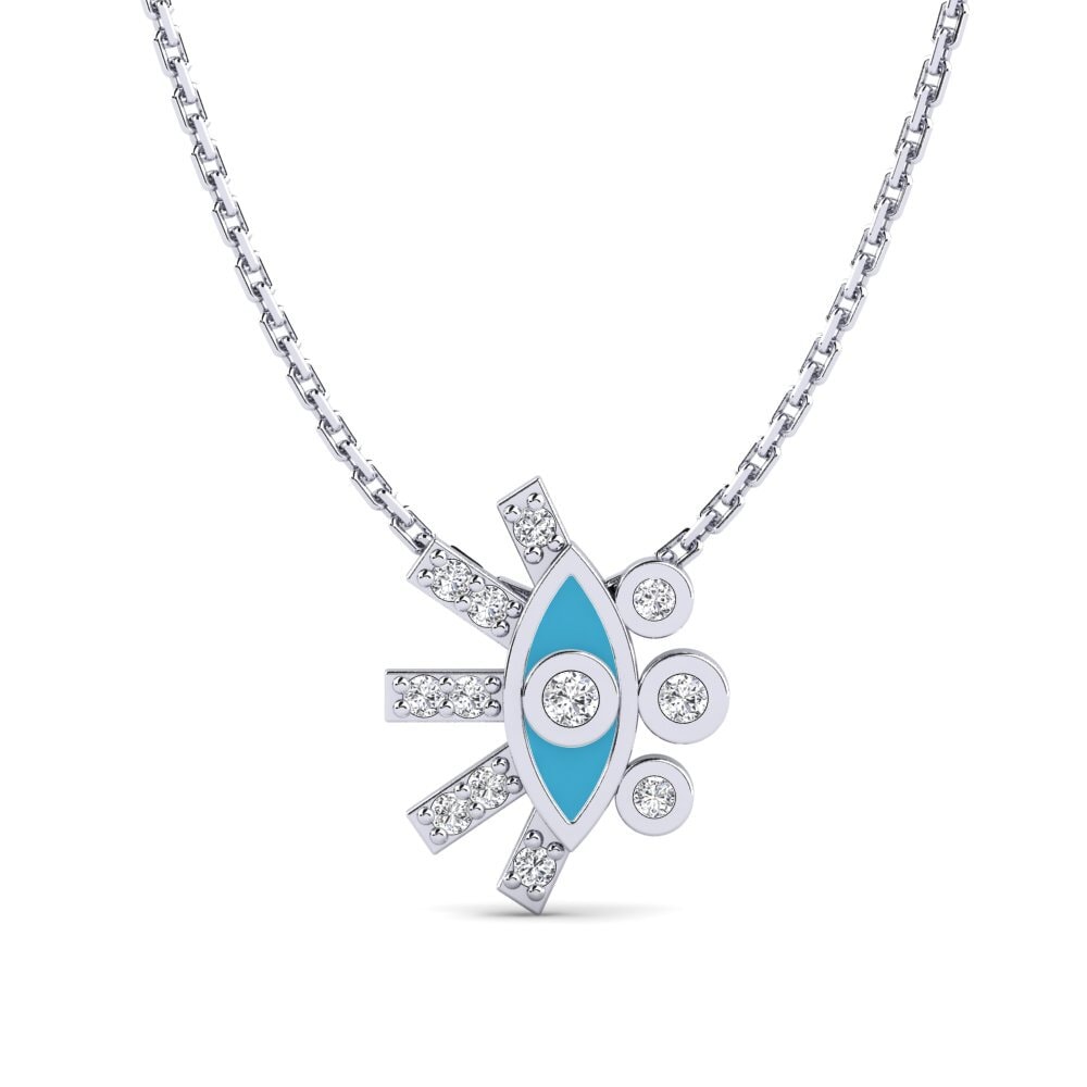 14k Oro Blanco Diamante Colgante de Mujer Herainen