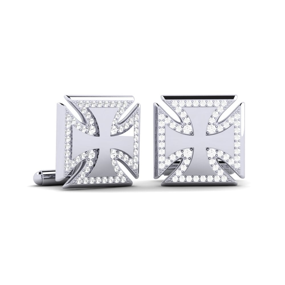 925 Prata de lei diamante-safira Abotoadura Herakleios