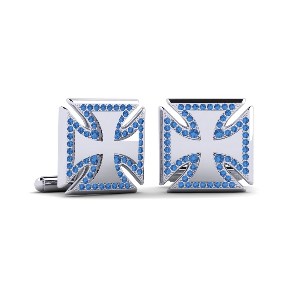 950 Platinum Dark Blue Zirconia Cufflink Herakleios