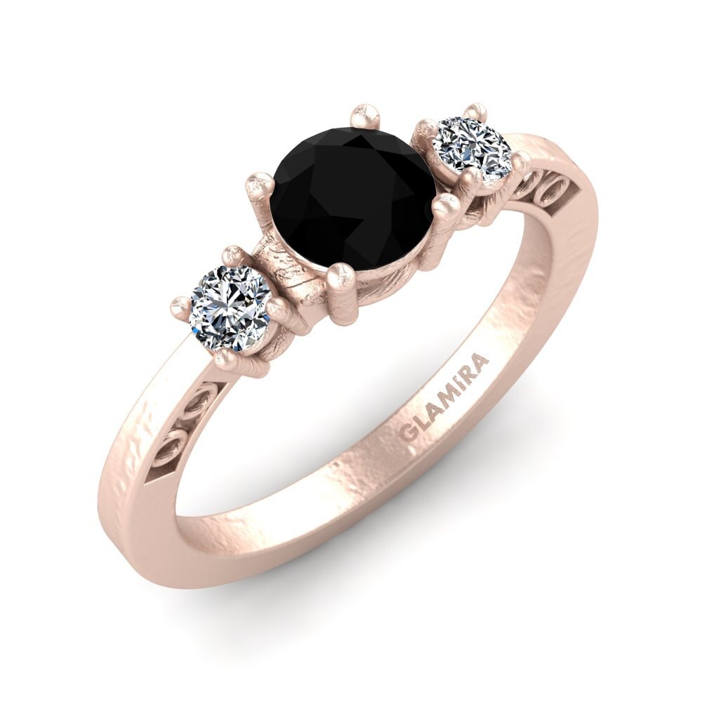 Oro Rosso 585 Diamante Nero Anello da donna Hergy